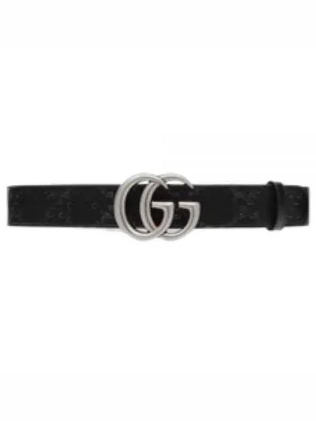 GG Marmont Emboss Leather Belt Black - GUCCI - BALAAN 2