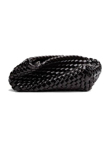 Structure Small Leather Clutch Bag Black - BOTTEGA VENETA - BALAAN 1