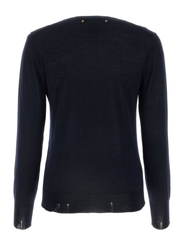 Round Neck Wool Knit Top Navy - GOLDEN GOOSE - BALAAN 3