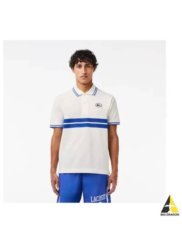 Men s Color Tipping Puff Badge Match Polo White - LACOSTE - BALAAN 1