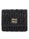 Matelasse Logo Nappa Leather Half Wallet Black - MIU MIU - BALAAN 2