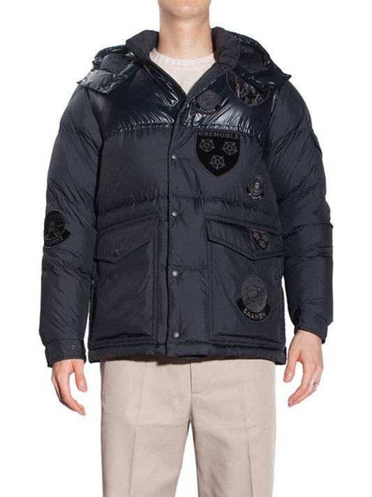 Men's Hyoseris Logo Patch Down Padding Black - MONCLER - BALAAN.