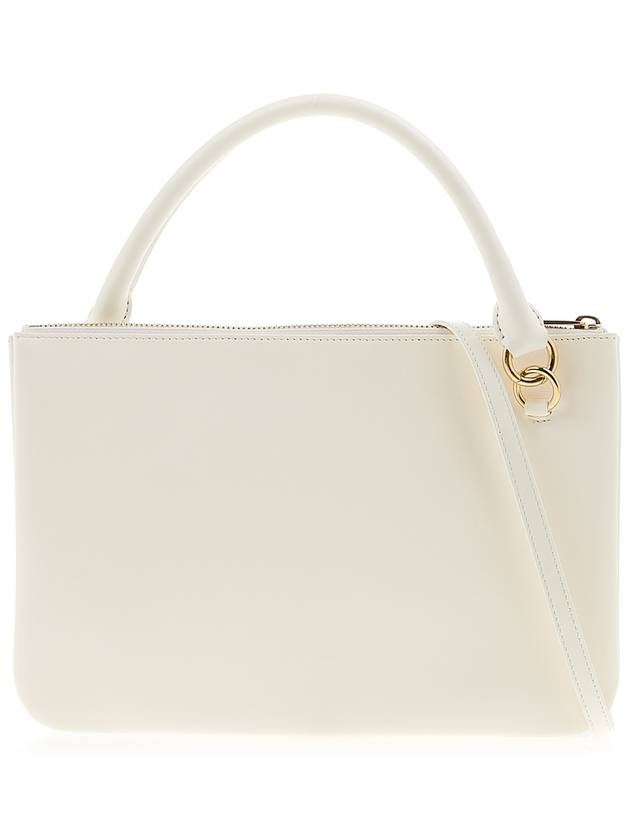 Embossed Logo Zipper Calfskin Leather Shoulder Bag White - JIL SANDER - BALAAN 4