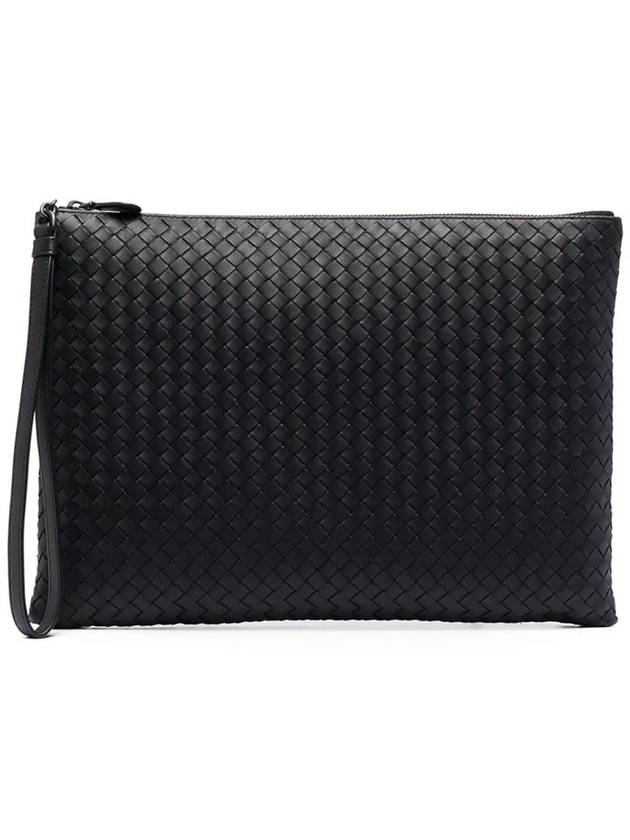 Intrecciato Strap Clutch Bag Black - BOTTEGA VENETA - BALAAN 2