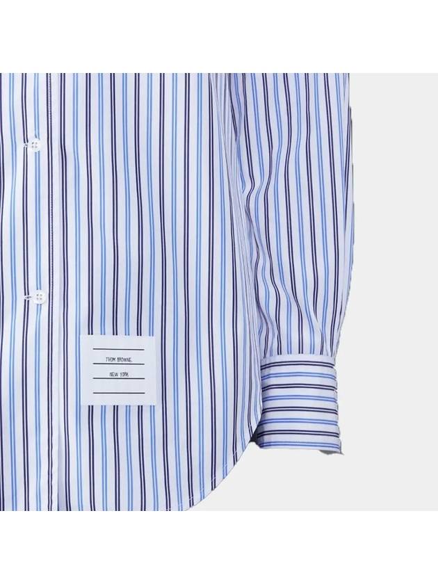 Striped Print Long Sleeve Shirt Blue - THOM BROWNE - BALAAN 4