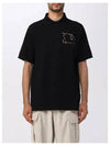 Check EKD Logo Print Cotton Polo Shirt Black - BURBERRY - BALAAN 3