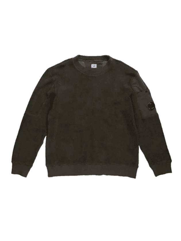 Lens Crew Neck Sweatshirt Khaki - CP COMPANY - BALAAN 1