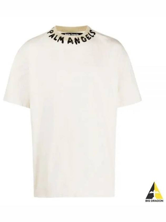 Logo Print Short Sleeve T-Shirt White - PALM ANGELS - BALAAN 2