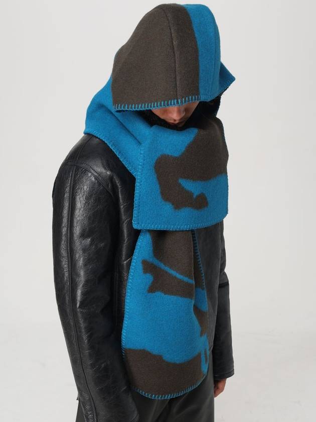 EKD Wool Hooded Scarf Blue - BURBERRY - BALAAN 7