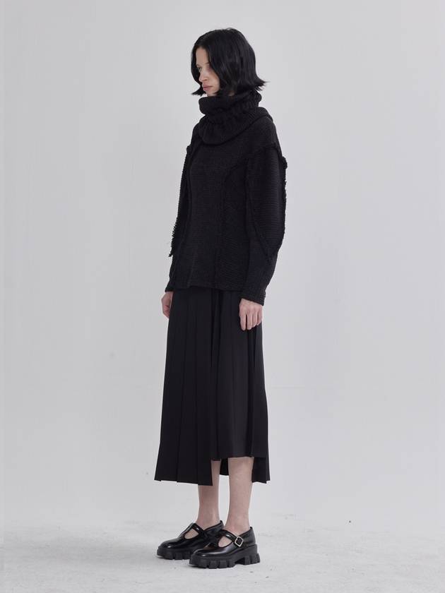 raw edge signature cutting knit sky black - LIE - BALAAN 5