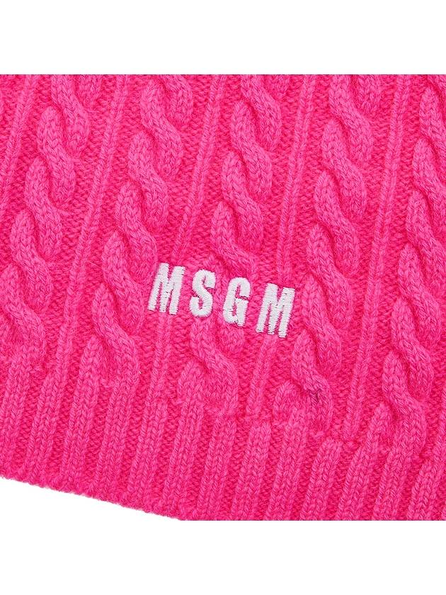 Embroidered Logo Virgin Wool Muffler Pink - MSGM - BALAAN 7