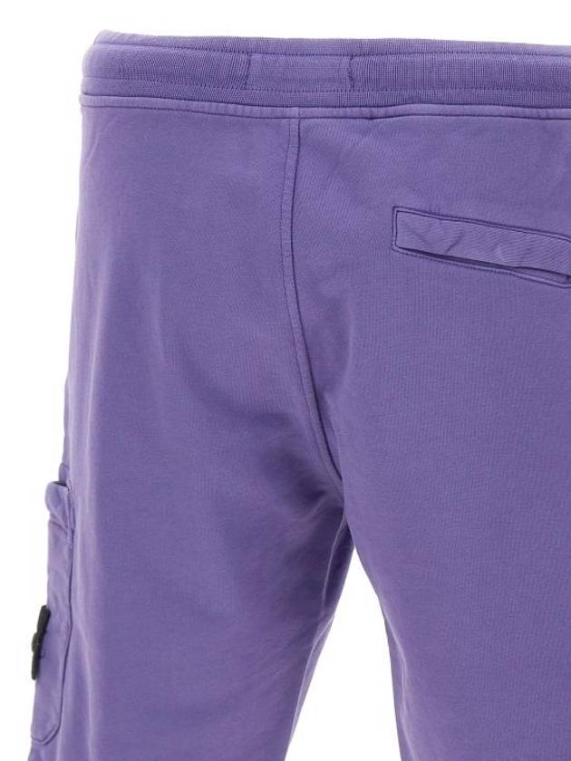 Cotton Fleece Cargo Bermuda Shorts Purple - STONE ISLAND - BALAAN 6