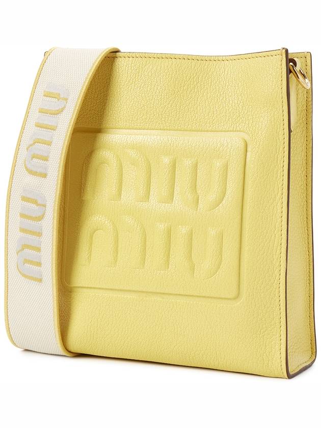 Madras Leather Shoulder Bag Lemon Yellow - MIU MIU - BALAAN 3