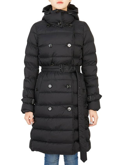 Women's Double Breasted Hooded Padded Black - BURBERRY - BALAAN 2