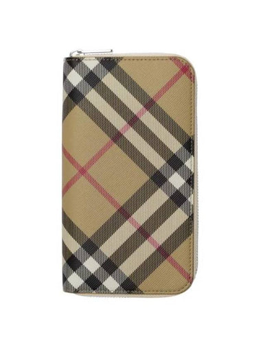 Check Zip Around Long Wallet Sand - BURBERRY - BALAAN 1