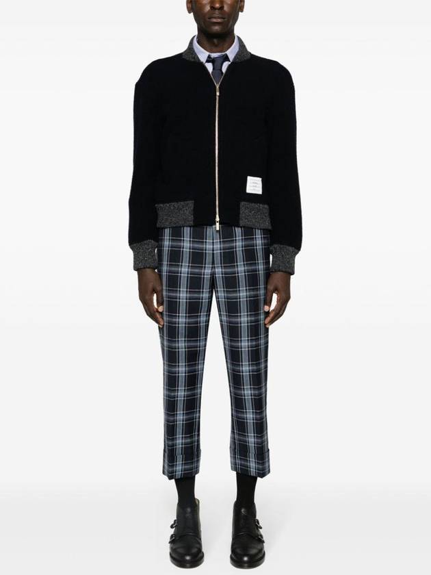 Fleece Stripe Wool Bomber Jacket Navy - THOM BROWNE - BALAAN 4