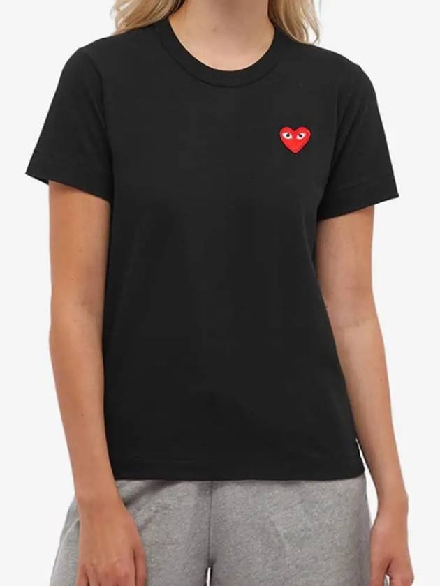 Red Heart Short Sleeve T-Shirt P1 T107 1 Black - COMME DES GARCONS - BALAAN 3