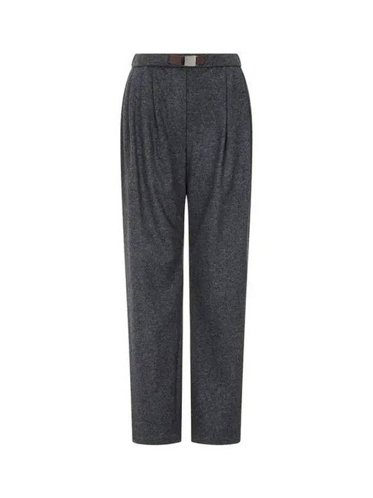 Women's Cashmere Belted Banding Pants Charcoal Gray - BRUNELLO CUCINELLI - BALAAN 1