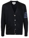 4-Bar Stripe Sustainable Merino Wool Cardigan Navy - THOM BROWNE - BALAAN 2