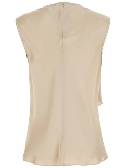 'Viterbo' Beige Crewneck Top With Front Asymmetric Ruffle In Satin Woman - ANTONELLI - BALAAN 2