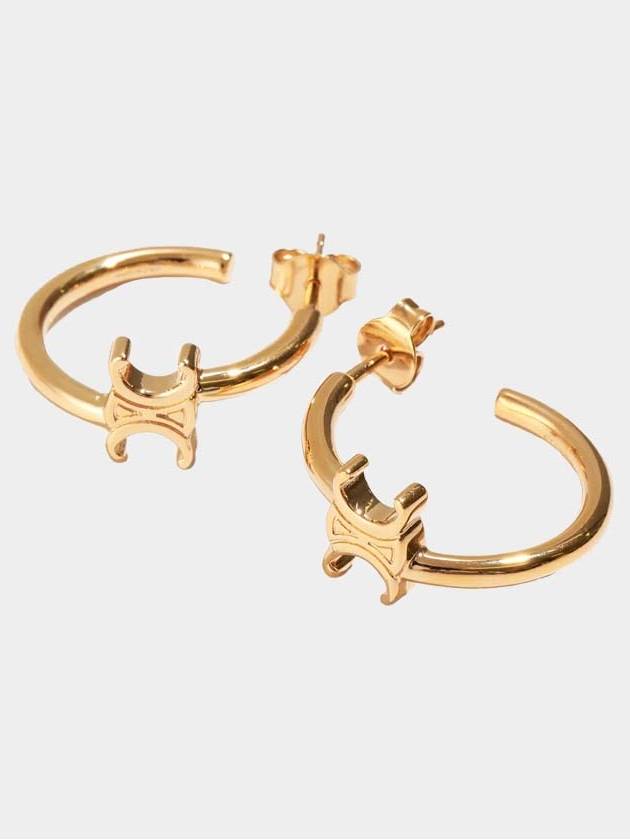 Triomphe Asymmetric Hoops Earrings Gold - CELINE - BALAAN 3