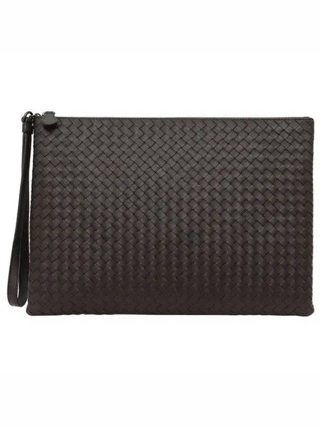 Intrecciato Strap Clutch Bag Espresso - BOTTEGA VENETA - BALAAN 3