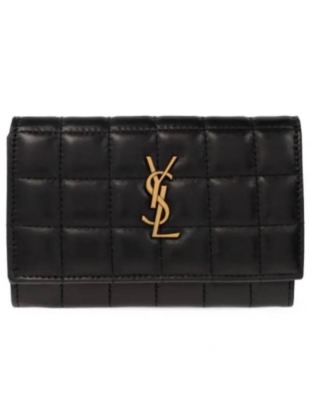 Cassandra Quilting Leather Half Wallet Black - SAINT LAURENT - BALAAN 2