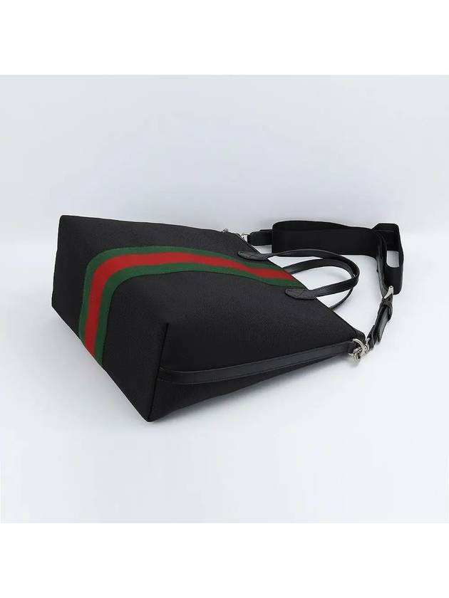 Stripe Two Way Tote Bag Black - GUCCI - BALAAN 5