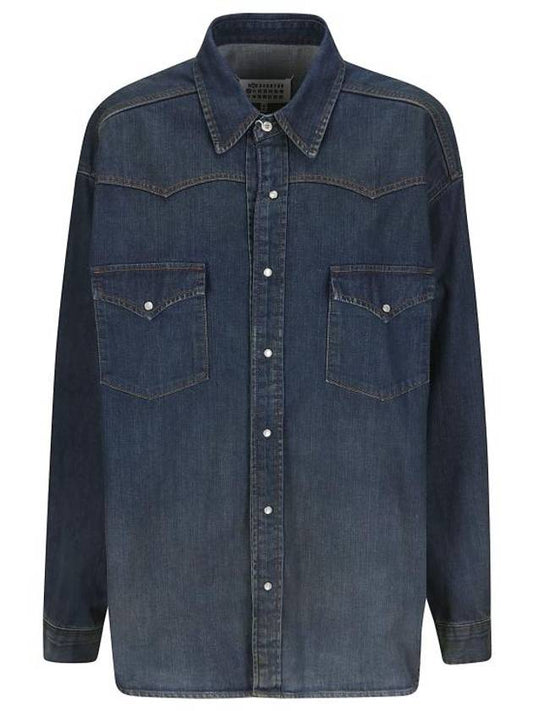 American Classic Cotton Long Sleeve Shirt Navy - MAISON MARGIELA - BALAAN 1