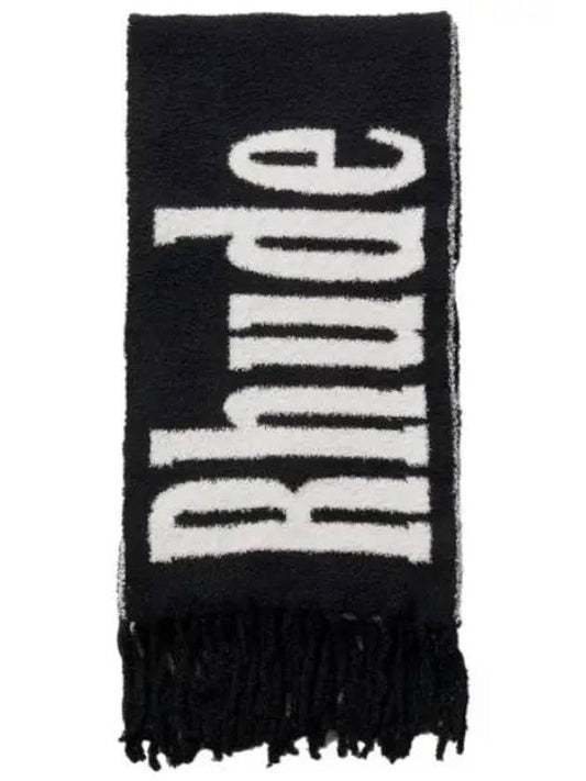 Oversized fuzzy logo muffler black white scarf - RHUDE - BALAAN 1