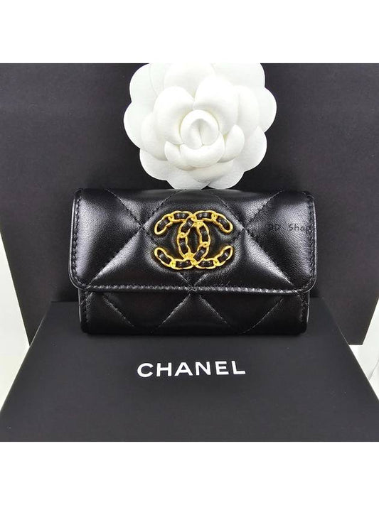 19 Gold Hardware Lambskin Flap Card Wallet Black - CHANEL - BALAAN 2