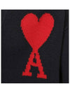 Heart Logo V Neck Wool Cardigan Black - AMI - BALAAN 8