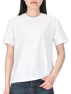 Embroidered Logo Cotton Short Sleeve T-Shirt White - AMI - BALAAN 2