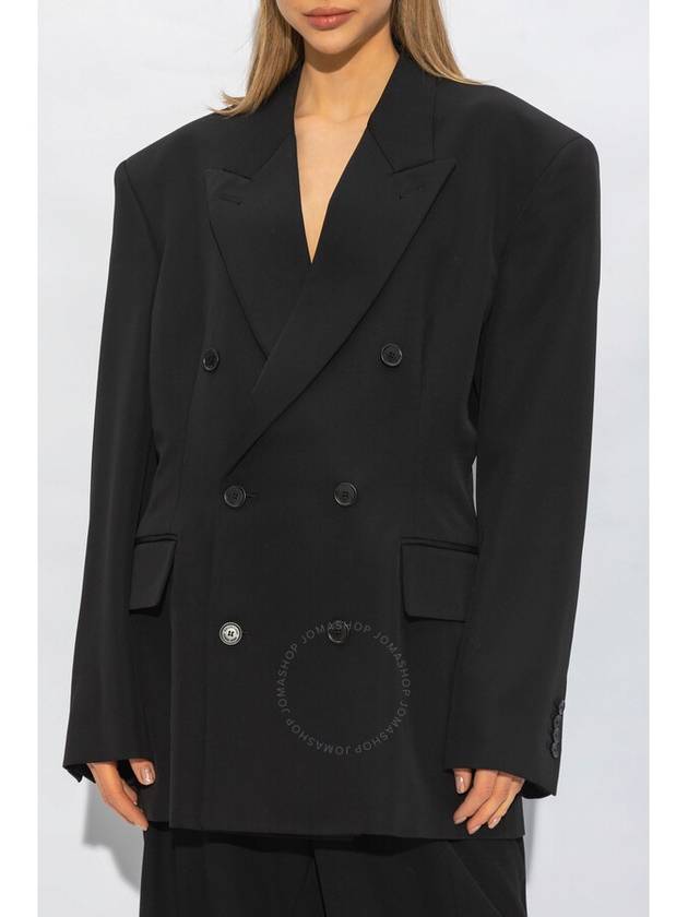 Cinched Double Breasted Wool Jacket Black - BALENCIAGA - BALAAN 4