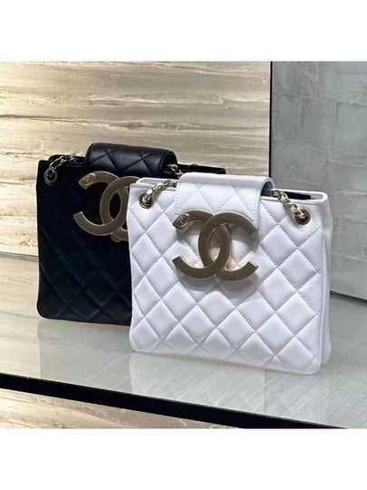 CC Big Logo Small Cross Shoulder Two Way Bag White AS4596 - CHANEL - BALAAN 2