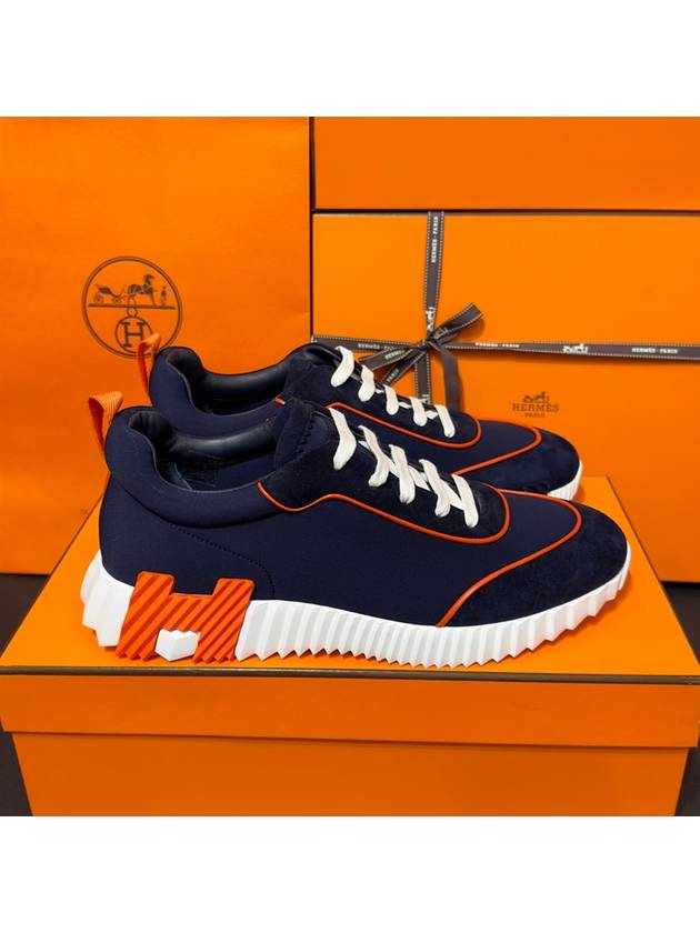 Men's Bouncing Sneakers Neoprene Marine Blue H Orange Logo - HERMES - BALAAN 2