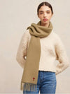 Small Heart Logo Wool Scarf Beige - AMI - BALAAN 3