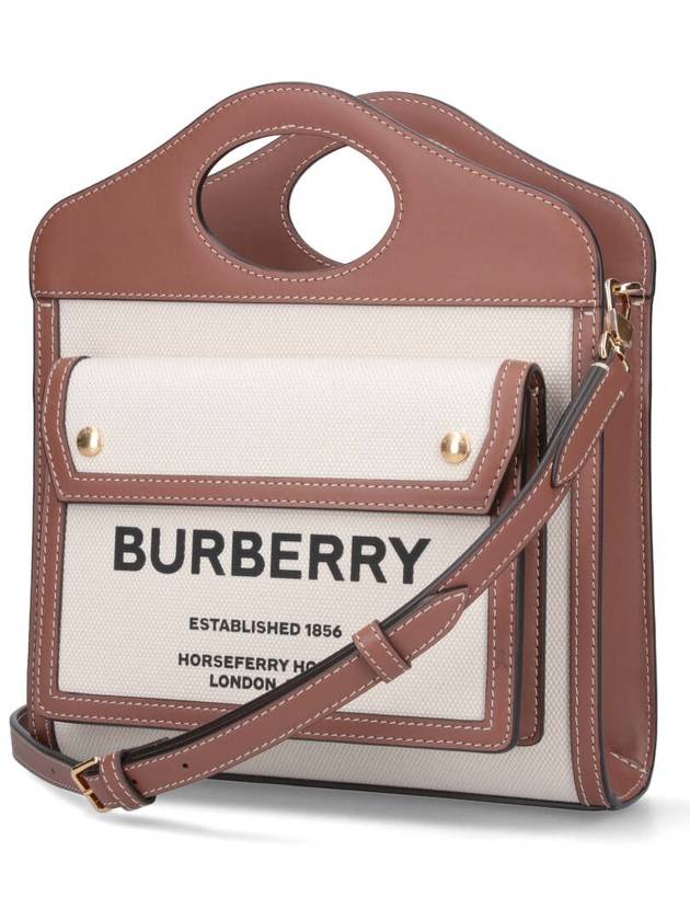 Mini Two-Tone Canvas And Leather Pocket Bag Natural Malt Brown - BURBERRY - BALAAN 3