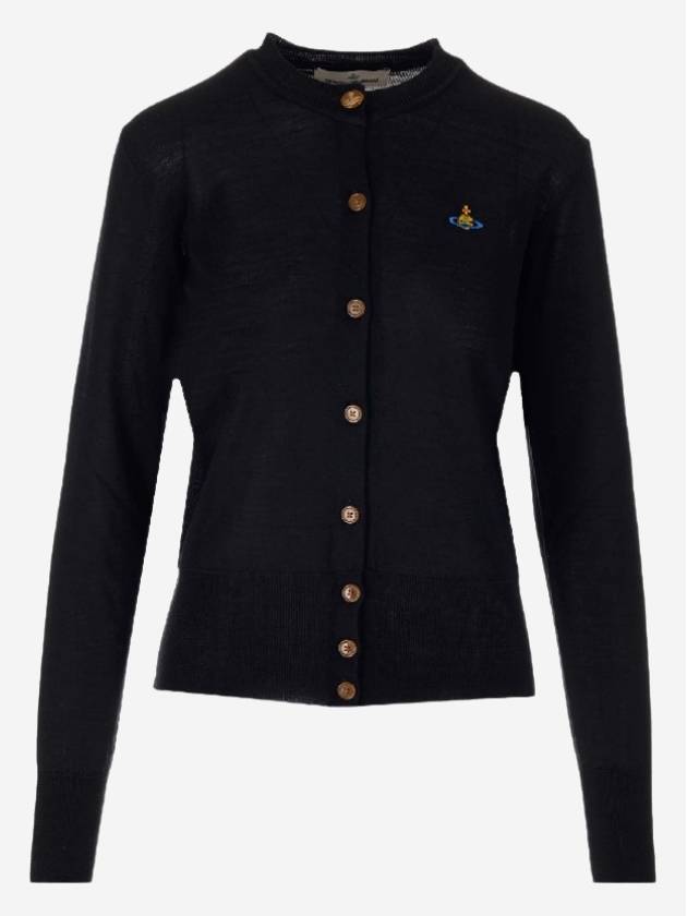 Bea Embroidered Logo Cardigan Black - VIVIENNE WESTWOOD - BALAAN 2