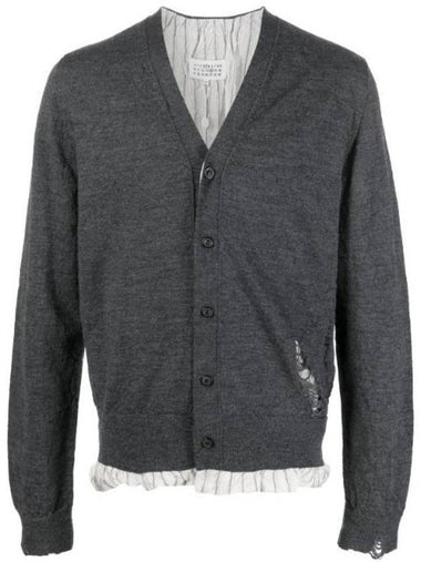 Men's Distressed Cardigan Dark Grey - MAISON MARGIELA - BALAAN 1