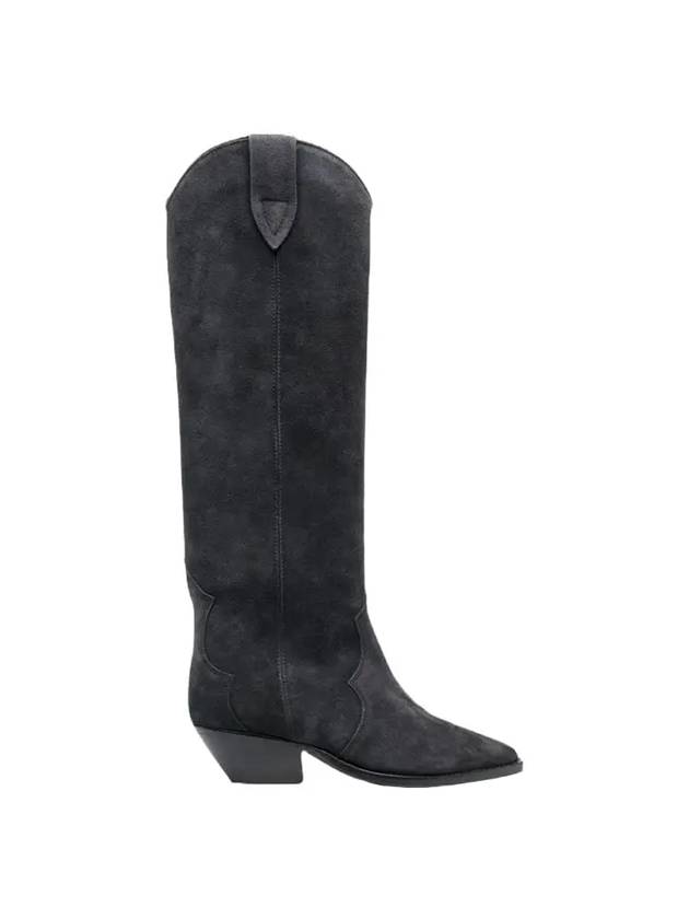 Denvee Suede Long Boots Black - ISABEL MARANT - BALAAN 1