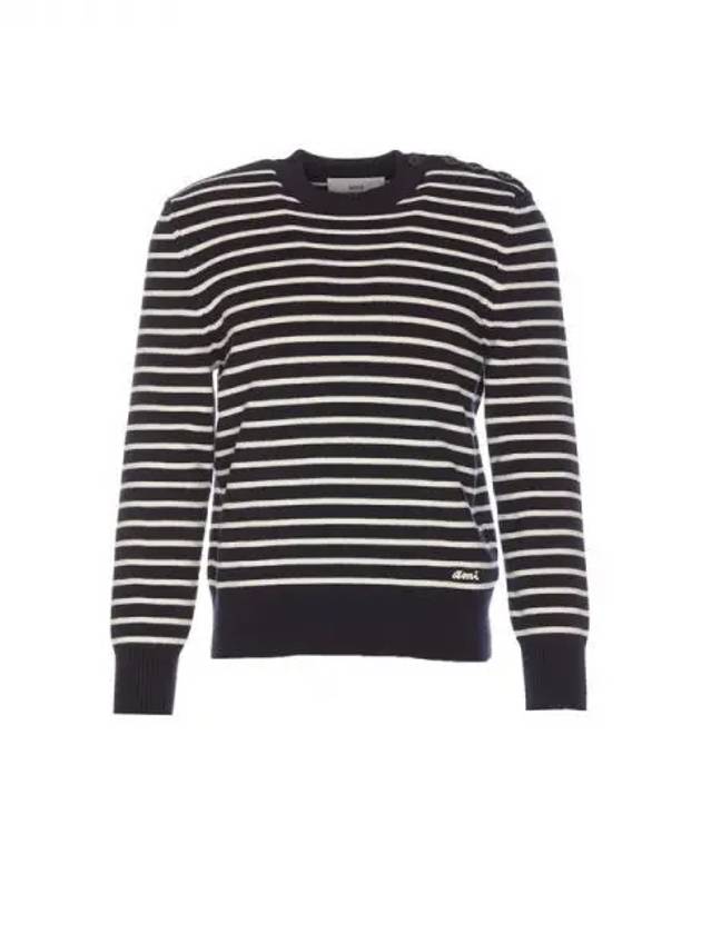 Ami striped cotton wool knit 271649 - AMI - BALAAN 1