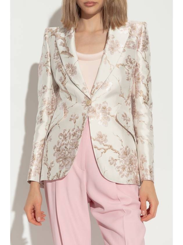 Alexander McQueen Floral Pattern Blazer, Women's, Cream - ALEXANDER MCQUEEN - BALAAN 3