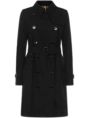 Mid Length Kensington Heritage Trench Coat Black - BURBERRY - BALAAN 1