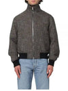 Pied De Poule Blouson Zip Up Jacket Black Charcoal - BOTTEGA VENETA - BALAAN 2