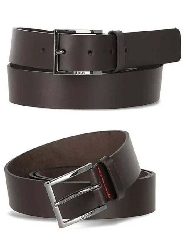 Metal Buckle Leather Belt Dark Brown - HUGO BOSS - BALAAN 2