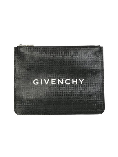 All Over Embossed Logo Zipper Clutch Bag Black - GIVENCHY - BALAAN 1