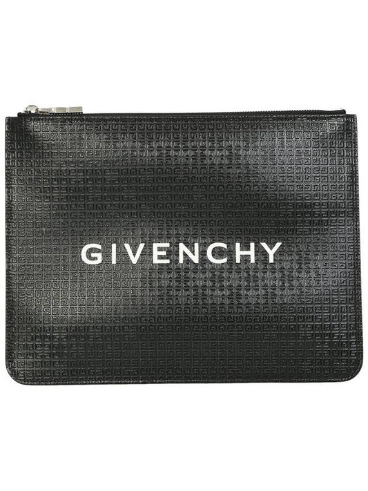 4G logo print leather clutch bag black - GIVENCHY - BALAAN.