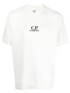 Men's Logo Print Crew Neck Cotton Short Sleeve T-Shirt White - CP COMPANY - BALAAN 1