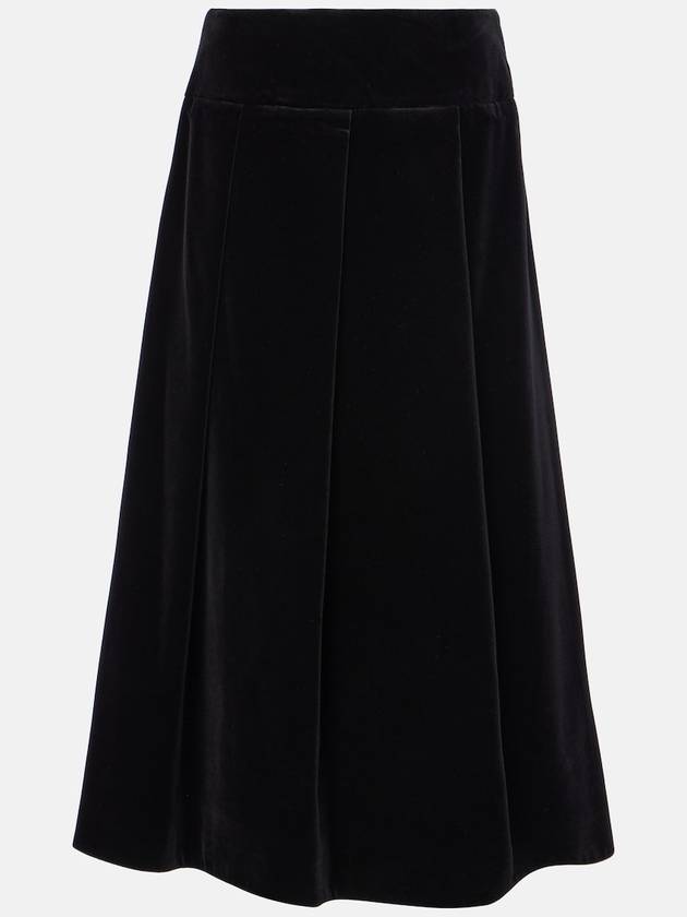 Paragi Cotton Velvet Midi A Line Skirt Black - MAX MARA - BALAAN 2